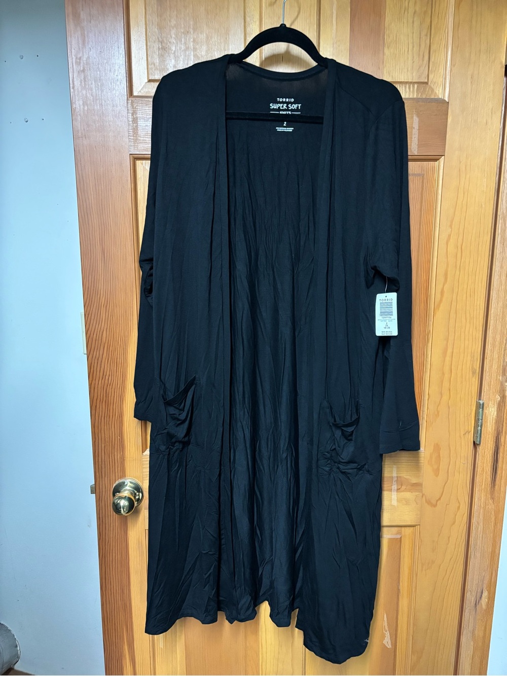 Torrid Black Open-Front Long Cardigan with Pockets